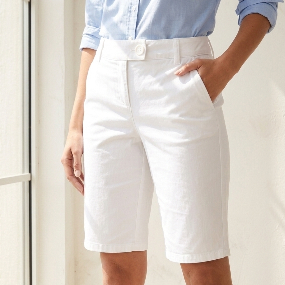 New York & Company White Bermuda Shorts